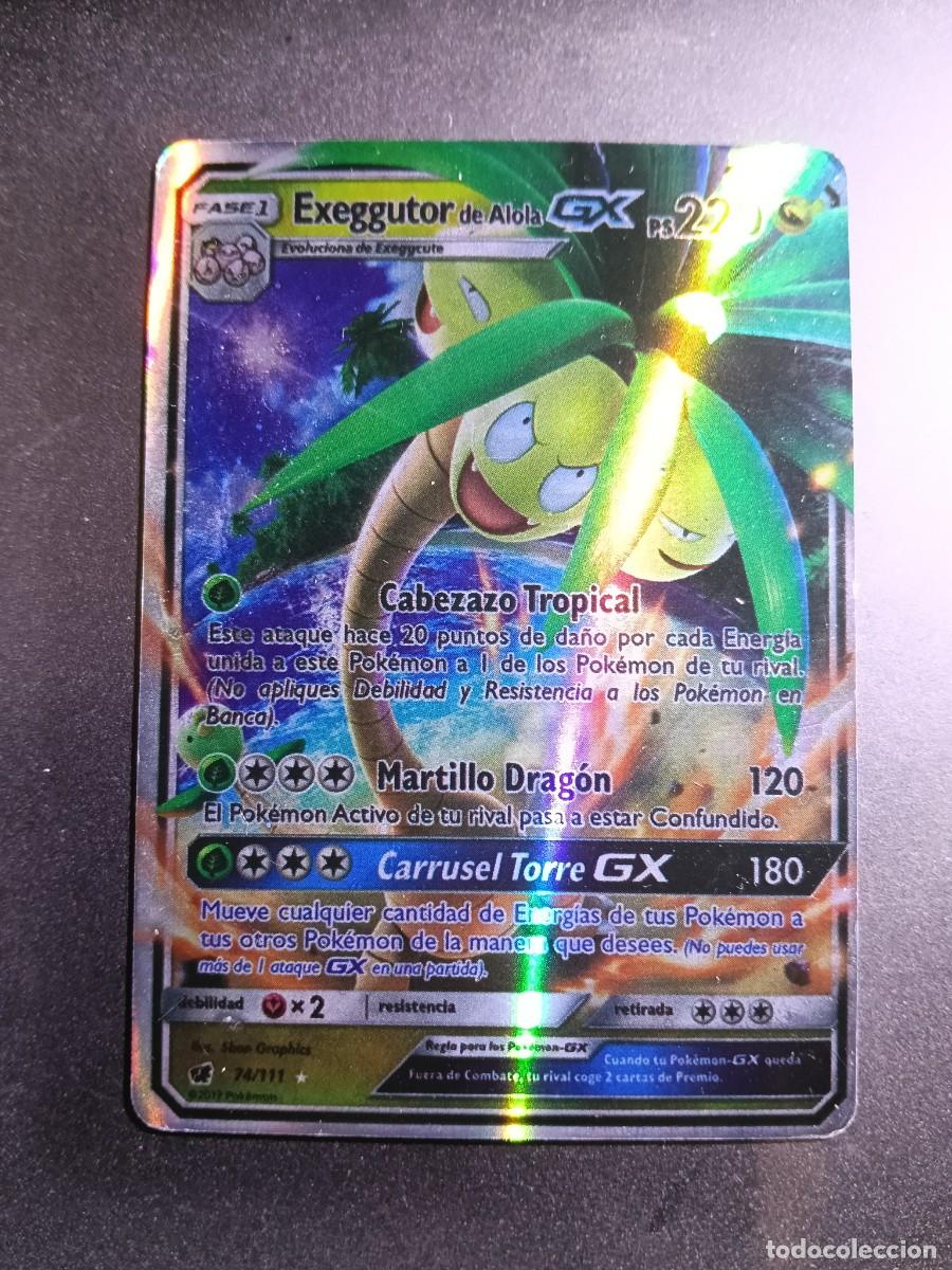 Coleccionismo cromos antiguos: CROMO CARTA EXEGGUTOR DE ALOLAN GX 74/111 CABEZAZO TROPICAL MARTILLO DRAGON BRILLANTE POKEMON 2017
