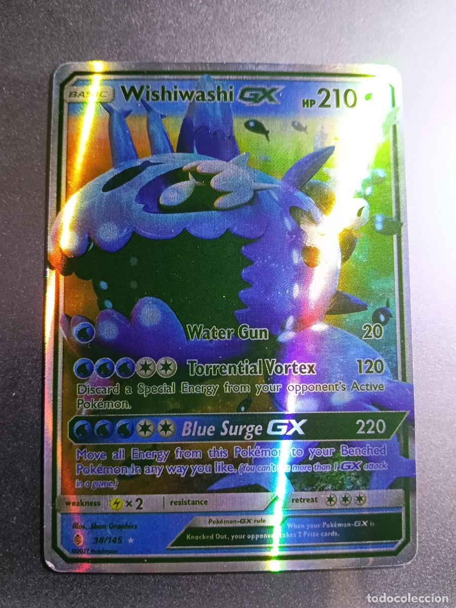 Coleccionismo cromos antiguos: CROMO CARTA WISHIWASHI 38/145 WATER GUN TORRENTIAL VORTEX BRILLANTE POKEMON 2017