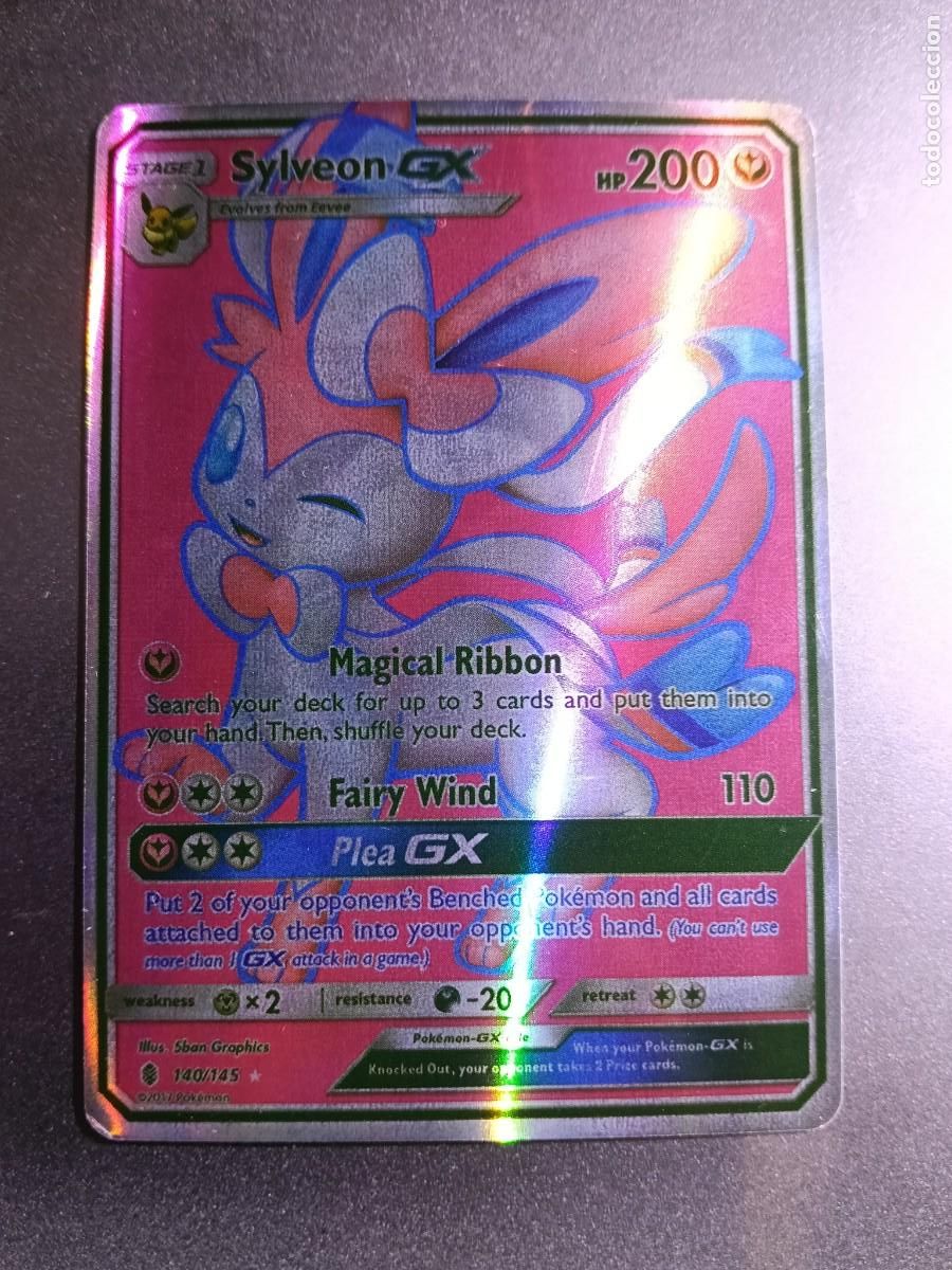 Coleccionismo cromos antiguos: CROMO CARTA SYLVEON 140/145 MAGICAL RIBBON FAIRY WIND BRILLANTE POKEMON 2017