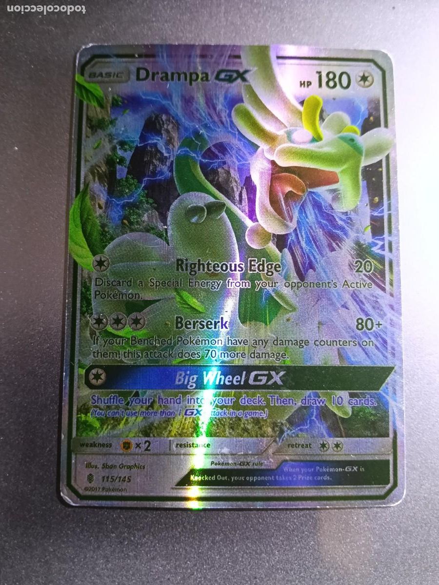 Coleccionismo cromos antiguos: CROMO CARTA DRAMPA 115/145 BERSERK RIGHTEOUS EDGE BRILLANTE POKEMON 2017