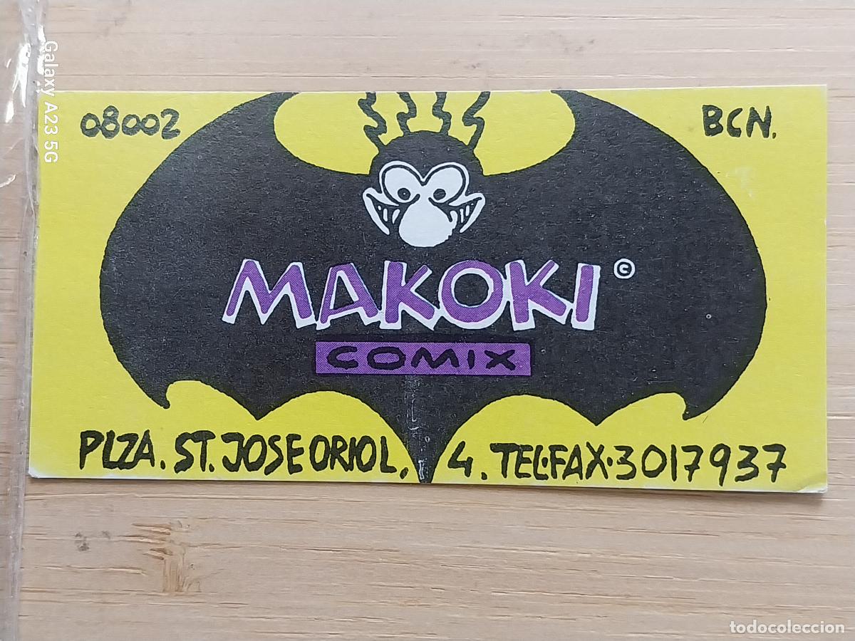 Coleccionismo cromos antiguos: MAKOKI COMIC BCN TARJETA VISITA ORIGINAL VINTAGE 8X4CMS TIENDA M&Iacute;TICA DE TEBEOS