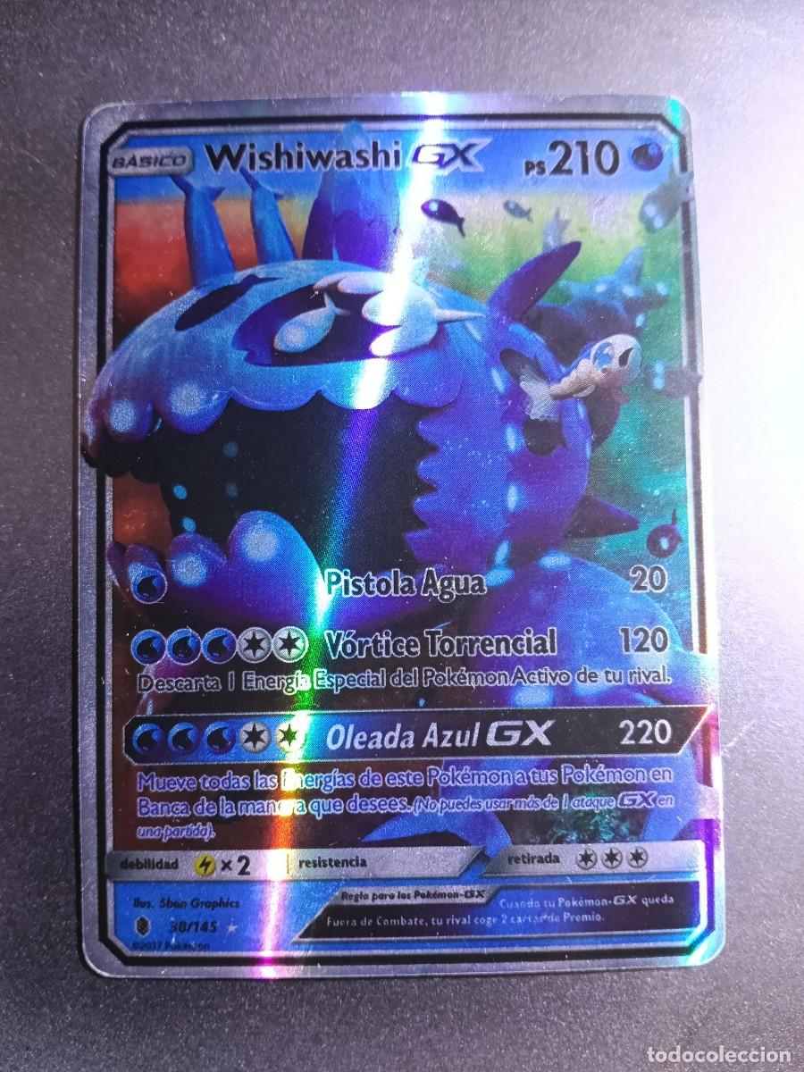 Coleccionismo cromos antiguos: CROMO CARTA WISHIWASHI 38/145 PISTOLA AGUA VORTICE TORRENCIAL BRILLANTE POKEMON 2017