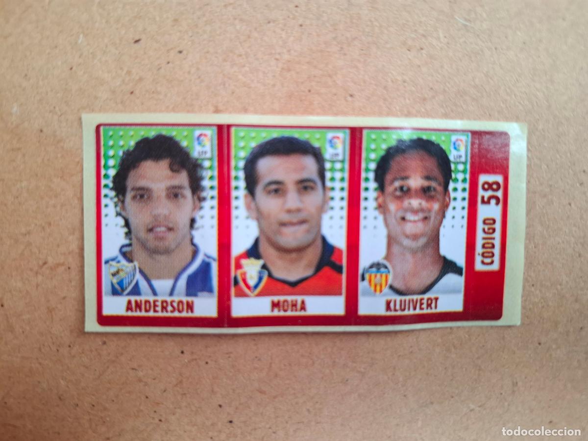 Coleccionismo cromos antiguos: CHICLE LIGA PANINI 2005 2006 58 ANDERSON M&Aacute;LAGA CF / MOHA AT. OSASUNA / KLUIVERT VALENCIA CF