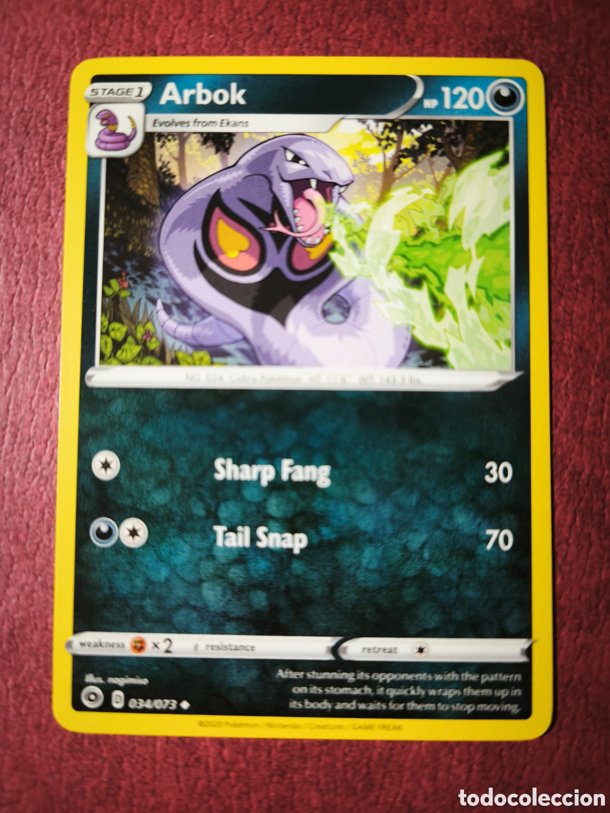 Coleccionismo cromos antiguos: Pokemon. 2020. Arbok. #34/73. Ingl&eacute;s