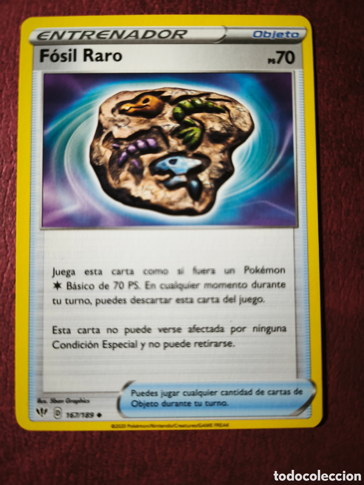 Coleccionismo cromos antiguos: Pokemon. 2020. F&oacute;sil raro. #167/189. Espa&ntilde;ol