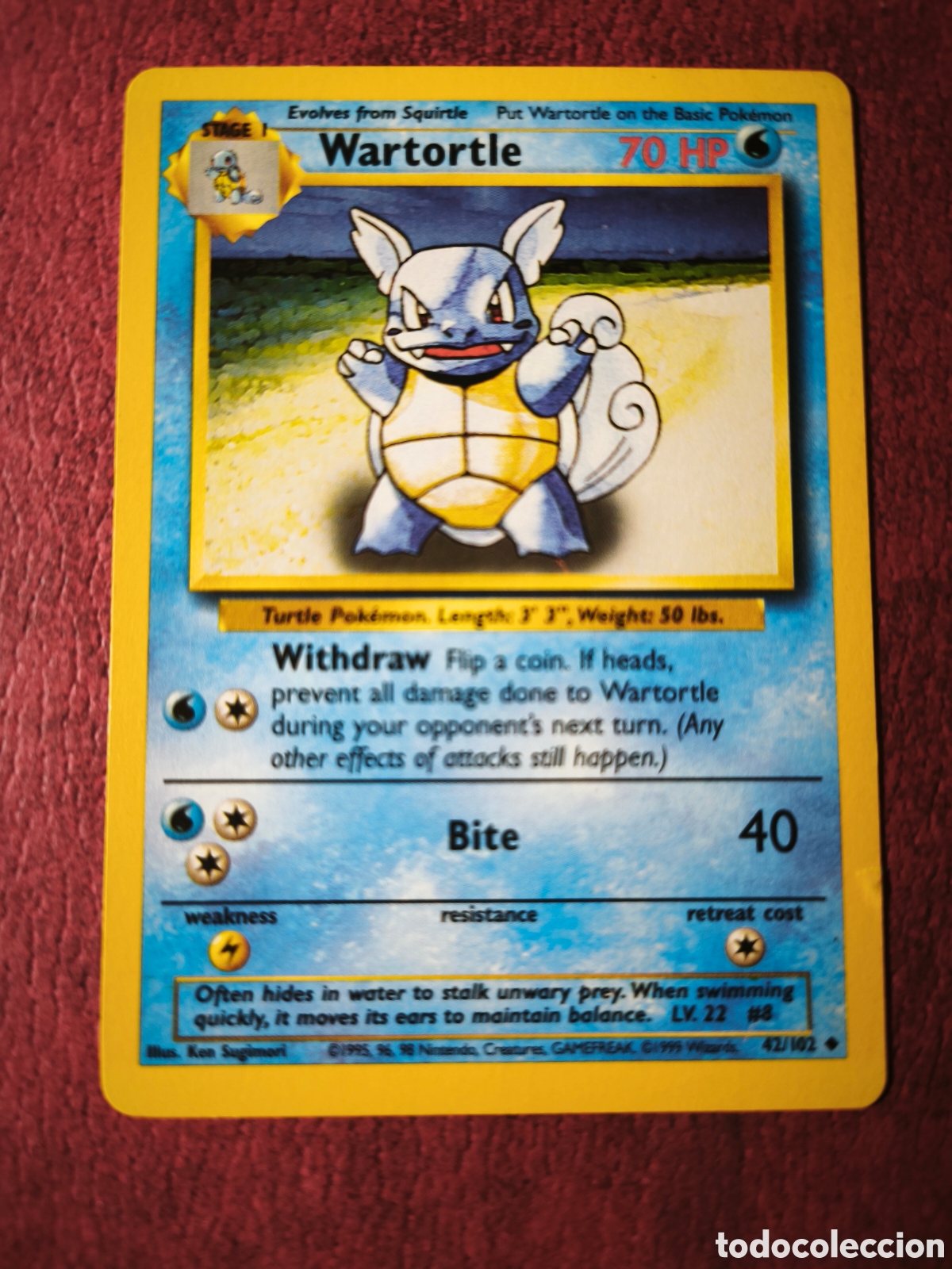 Coleccionismo cromos antiguos: Pokemon. 1999. Wsttortle. #43/102. Ingl&eacute;s