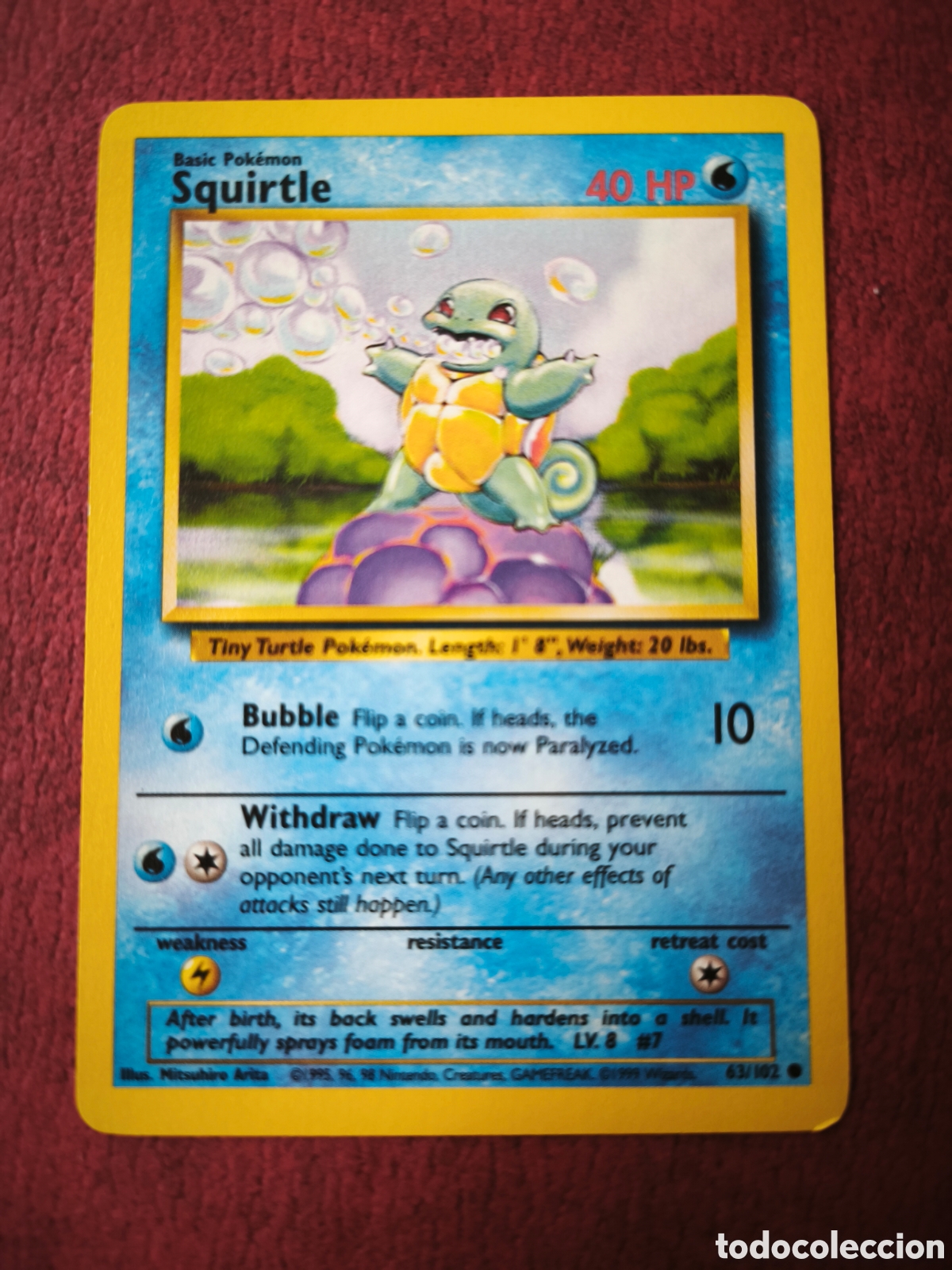 Coleccionismo cromos antiguos: Pokemon. 1999. Squirtle. #63/102. Ingl&eacute;s