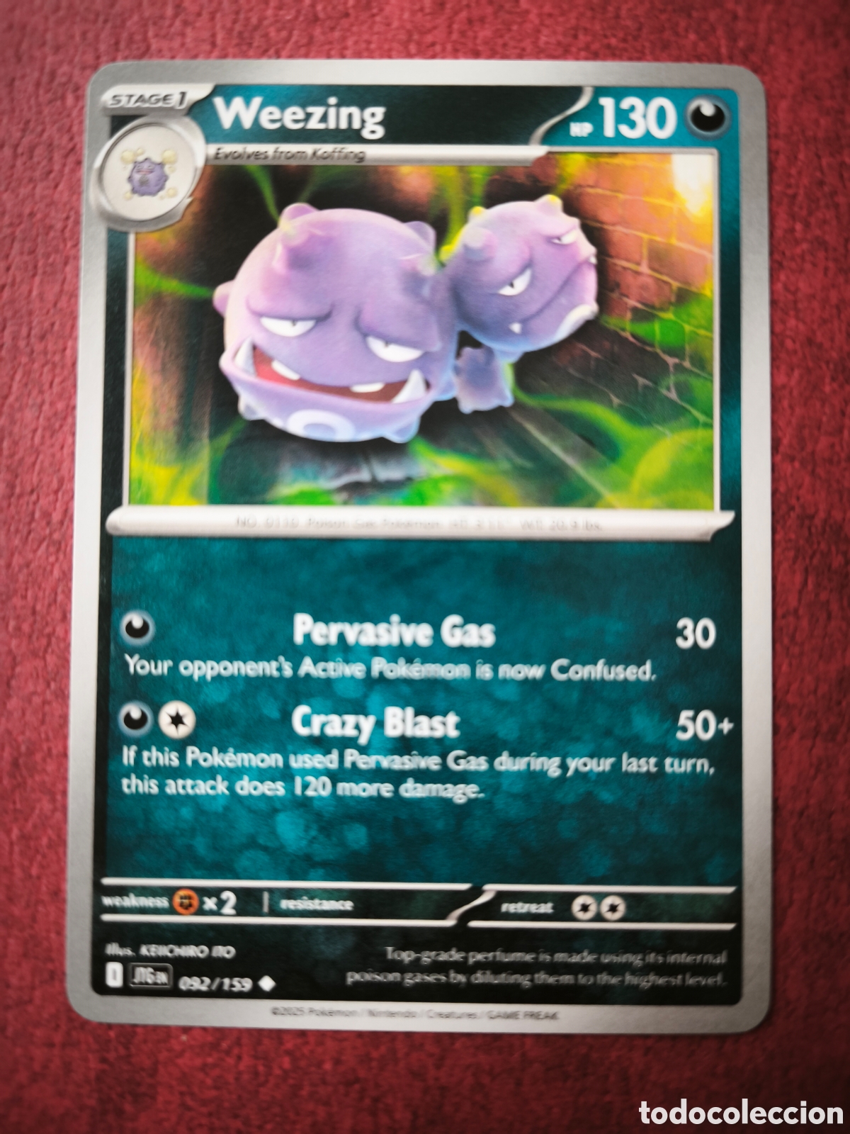 Coleccionismo cromos antiguos: Pokemon. 2025. Weezing #92/159. Ingl&eacute;s