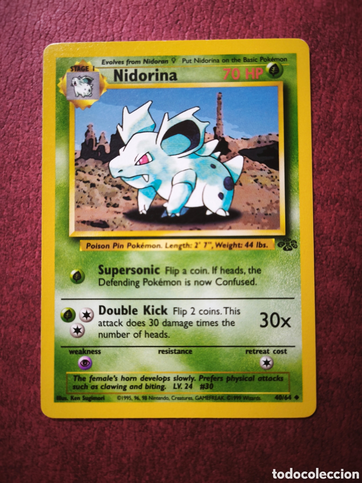 Coleccionismo cromos antiguos: Pokemon. 1999. Nidorina #40/64. Ingl&eacute;s