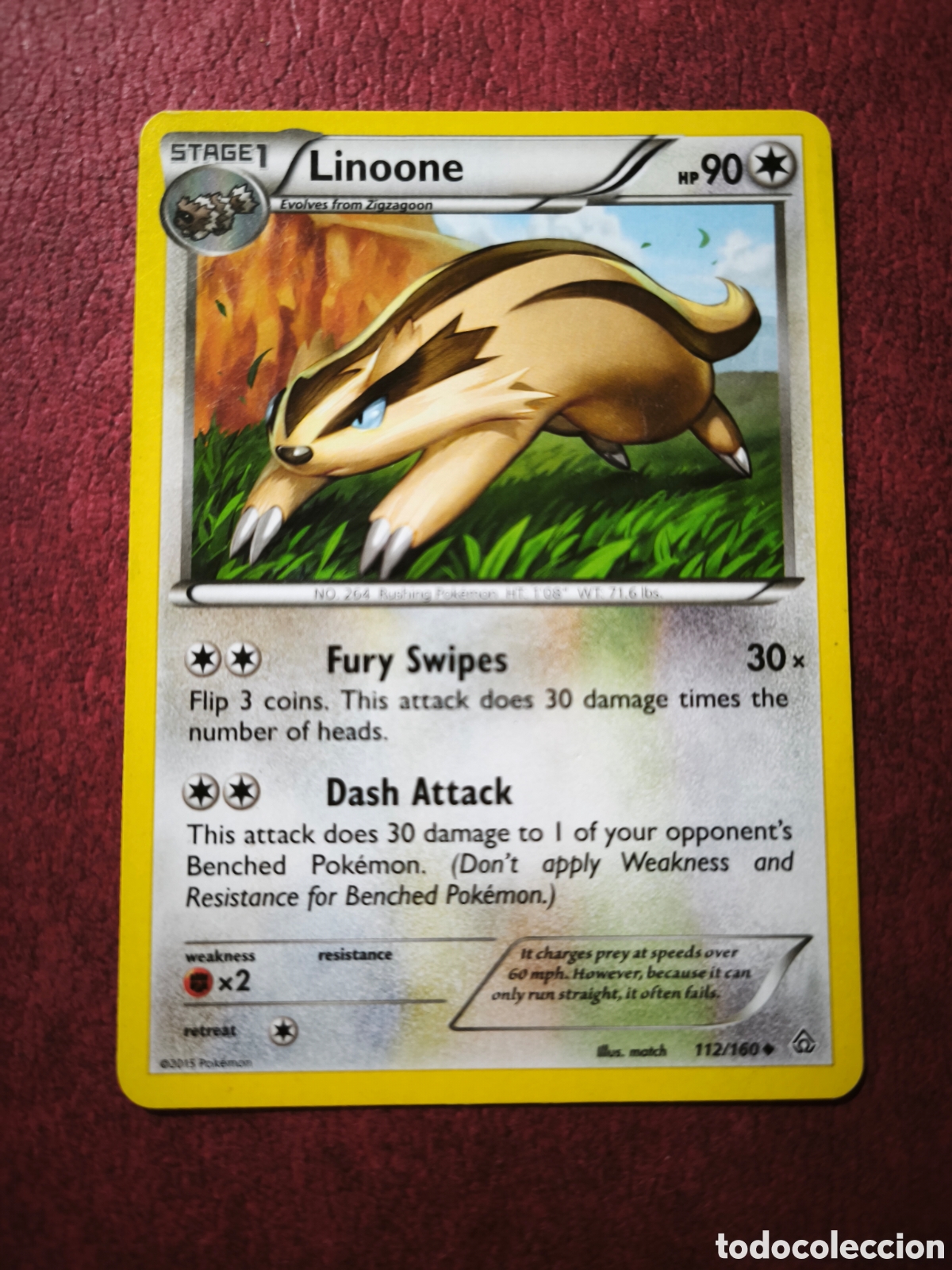 Coleccionismo cromos antiguos: Pokemon. 2015. Linoone #112/160. Ingl&eacute;s