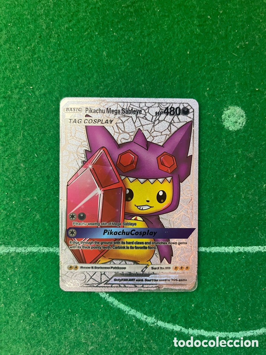 Coleccionismo cromos antiguos: 5 PIKACHU MEGA SABLEYE TAG COSPLAY POKEMON BASIC
