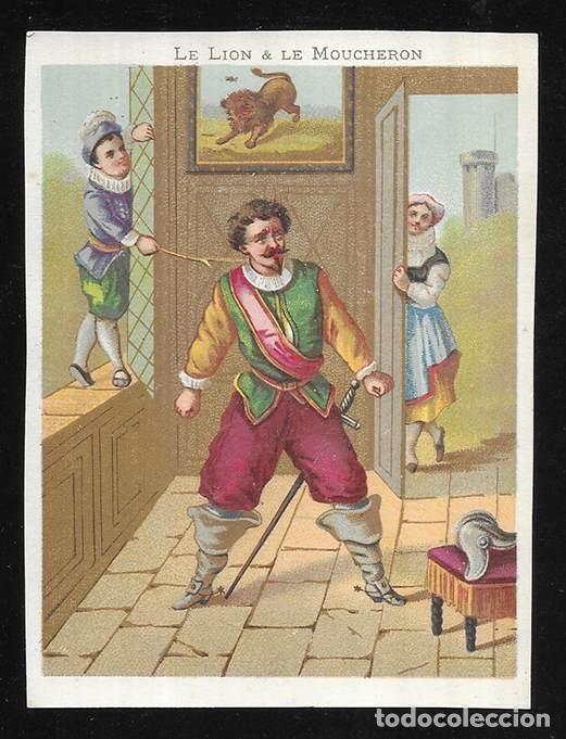 Coleccionismo cromos antiguos: Cromo. Antiguos, Le Lion & Le Moucheron sin publicidad Frances 12 x 9 cm