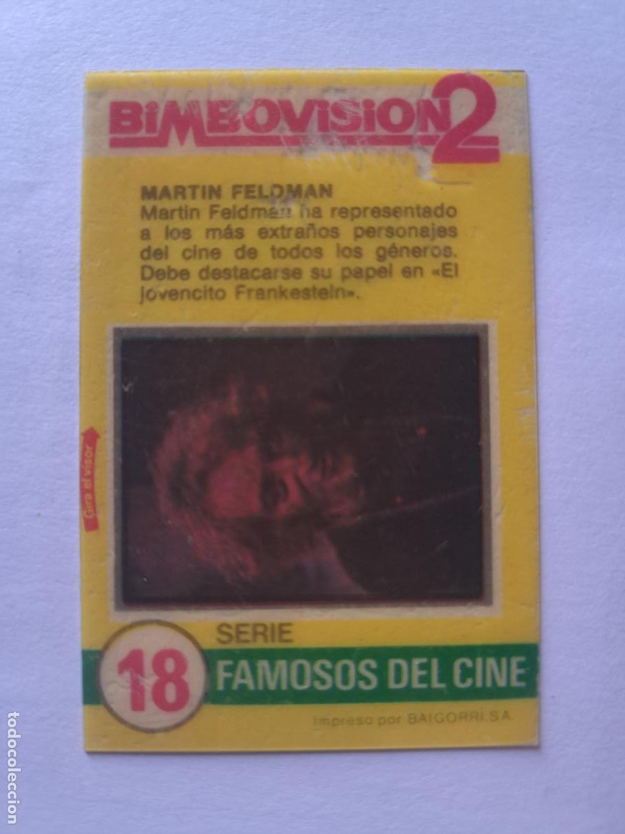 Coleccionismo cromos antiguos: XX BIMBOVISION 2 FAMOSOS DEL CINE 18 MARTIN FELDMAN