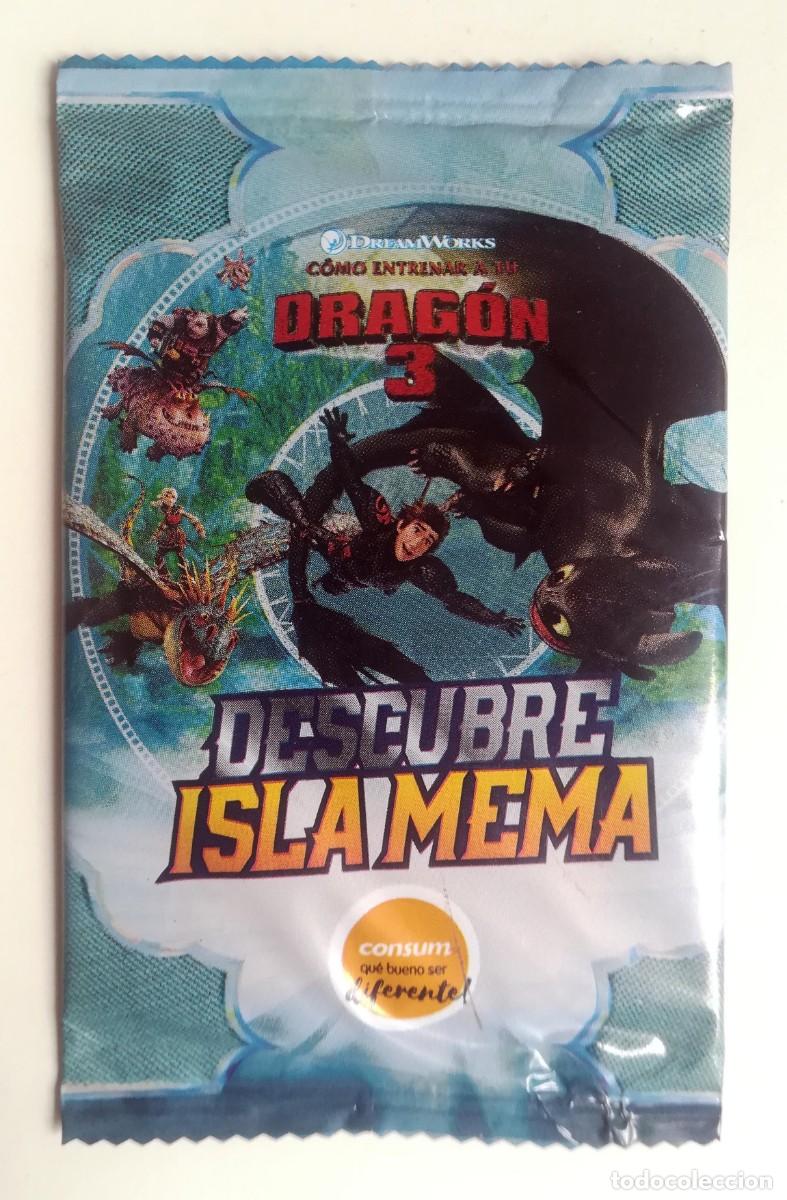 Coleccionismo cromos antiguos: Sobre sin abrir de la pelicula Como entrenar a tu Dragon 3. Descubre la isla Mema.
