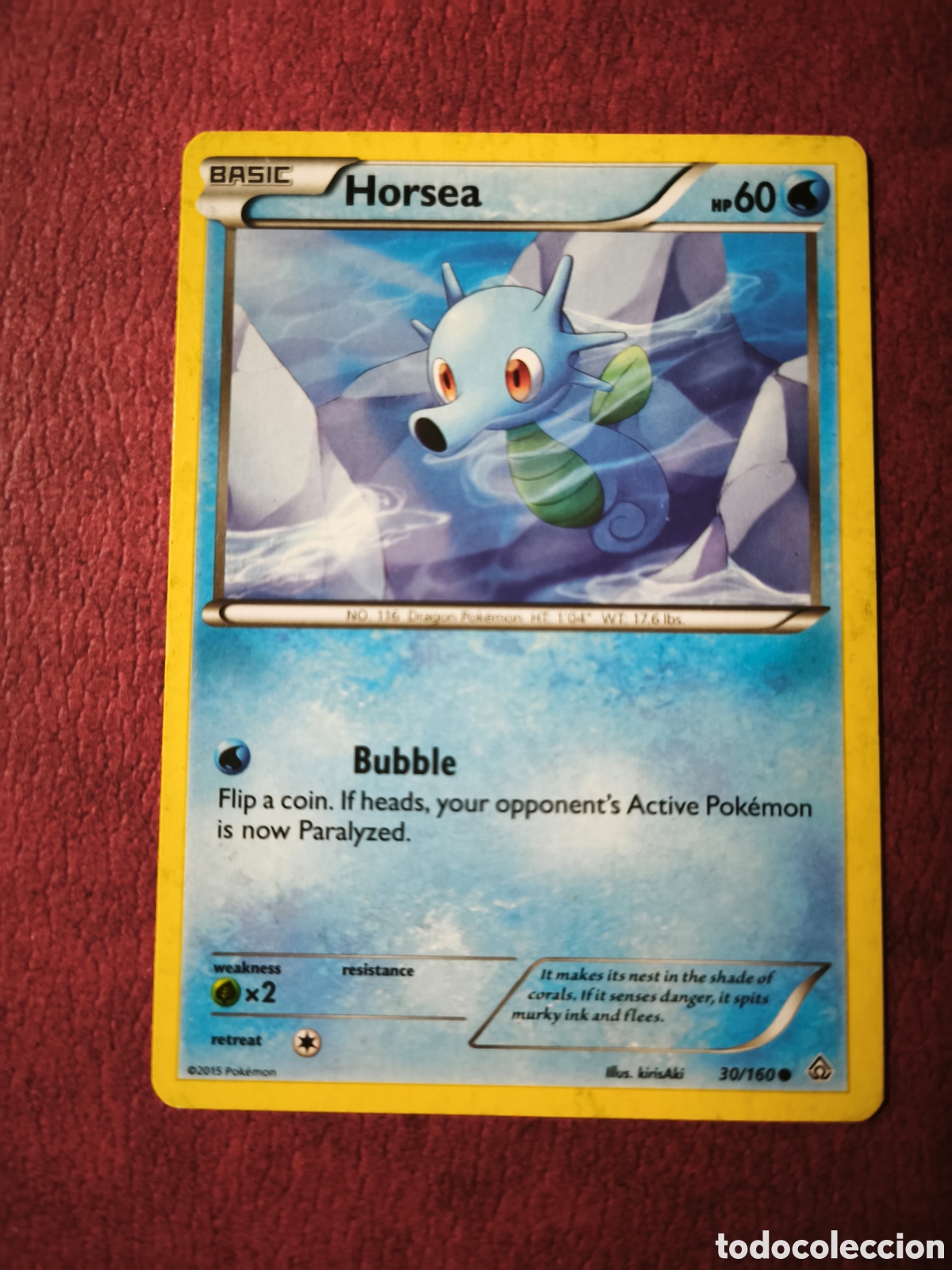 Coleccionismo cromos antiguos: Pokemon. 2015. Horsea #30/160. Ingl&eacute;s