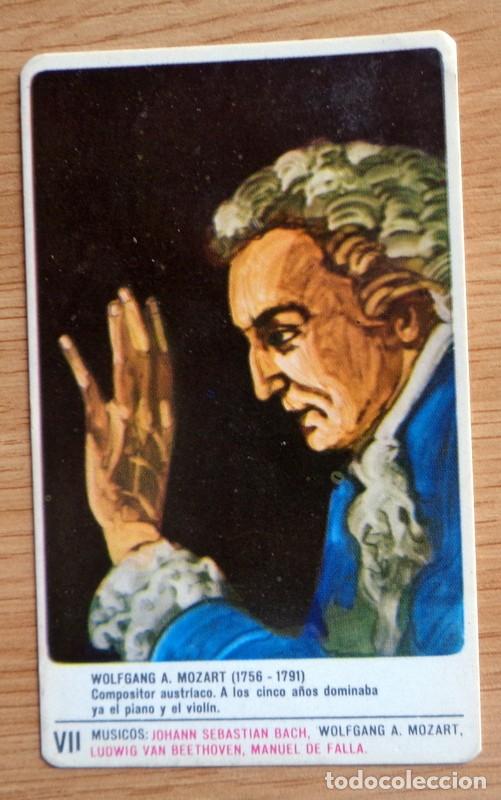 Coleccionismo cromos antiguos: WOLFGANG A. MOZART MUSICOS VII 2 CROMO CARTA NAIPE DE LA BARAJA MILKANA. EXCELENTE ESTADO. ANTIGUO