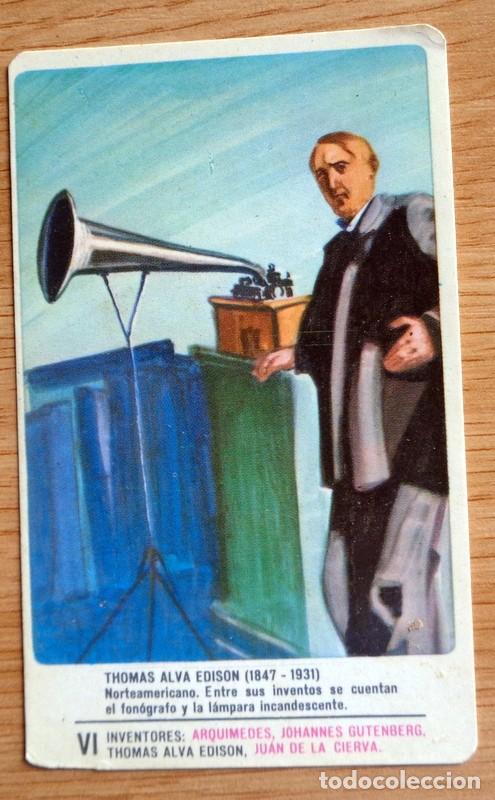 Collectable Antique Stickers: THOMAS EDISON SERIE INVENTORES CROMO CARTA NAIPE DE LA BARAJA MILKANA. ANTIGUO. EXCELENTE ESTADO