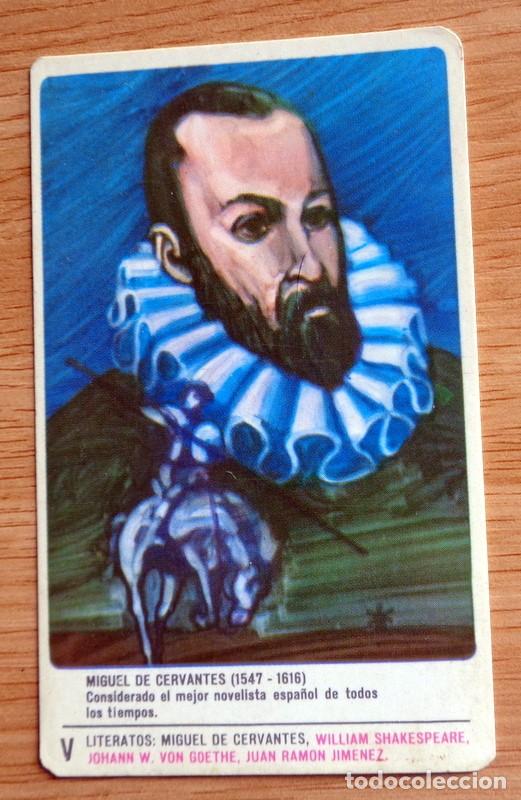 Collectable Antique Stickers: MIGUEL DE CERVANTE SERIES LITERATOS CROMO CARTA NAIPE DE LA BARAJA MILKANA. ANTIGUO EXCELENTE ESTADO