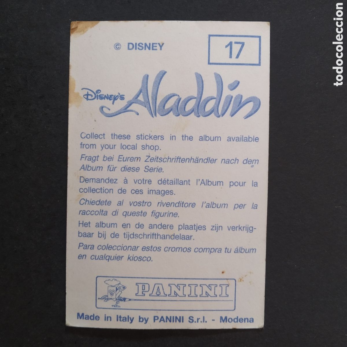 Coleccionismo cromos antiguos: CROMO - N&ordm; 017 - ALAD&Iacute;N - PANINI - Foto 2