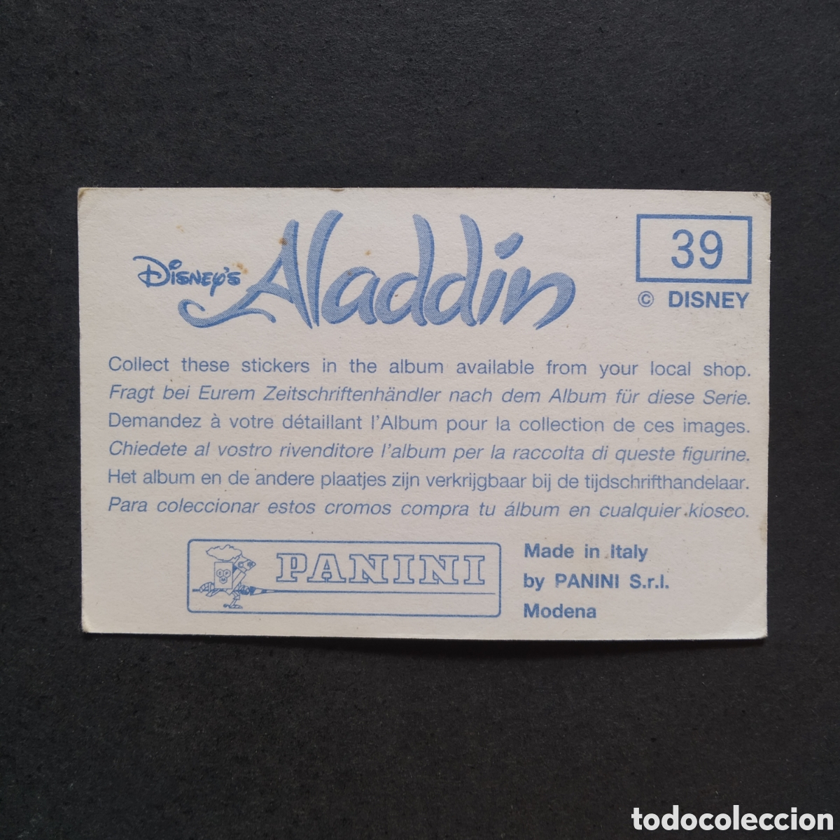 Coleccionismo cromos antiguos: CROMO - N&ordm; 039 - ALAD&Iacute;N - PANINI - Foto 2