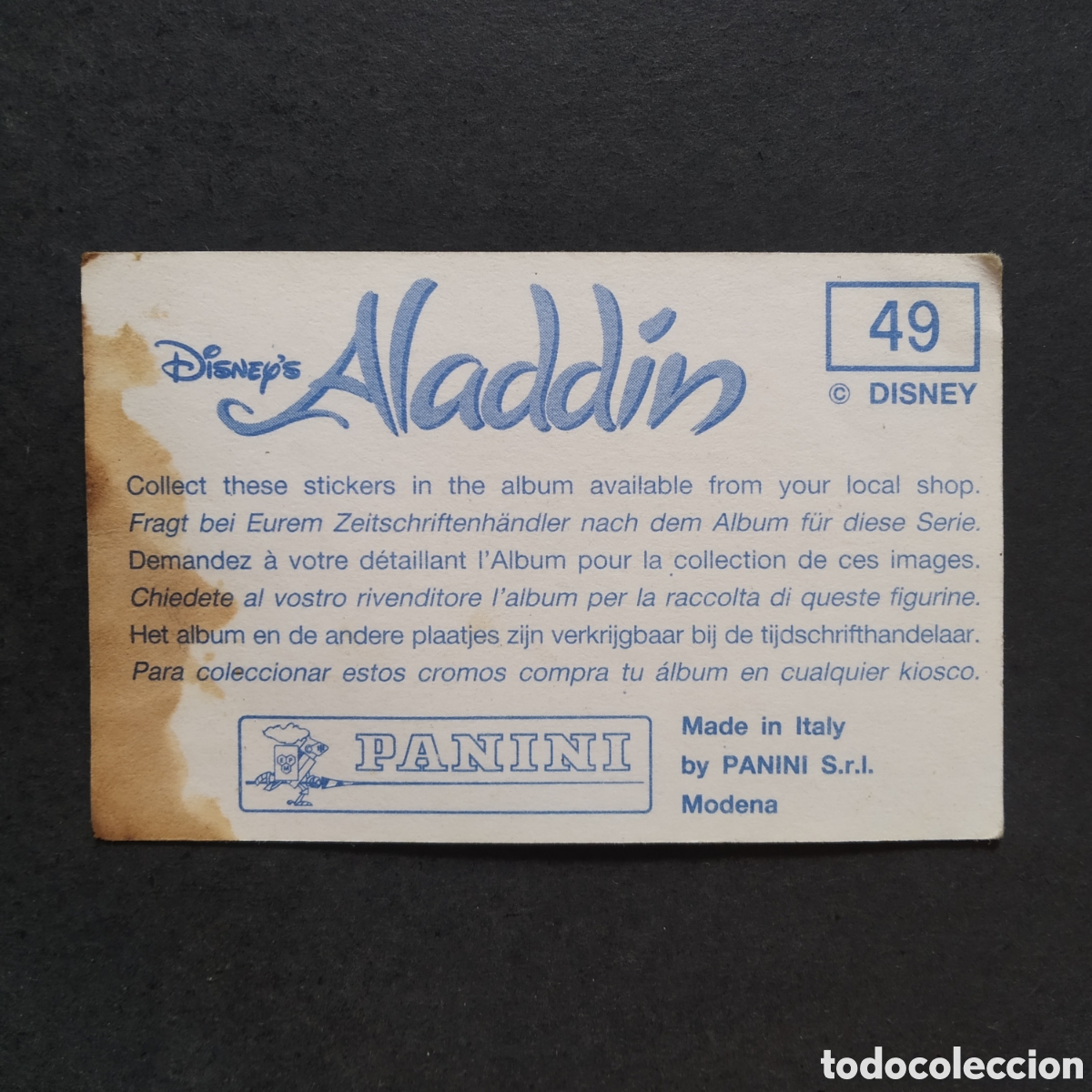 Coleccionismo cromos antiguos: CROMO - N&ordm; 049 - ALAD&Iacute;N - PANINI - Foto 2