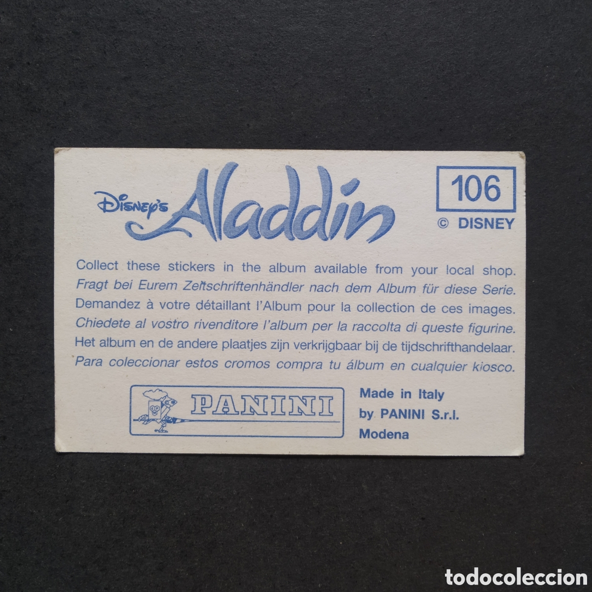 Coleccionismo cromos antiguos: CROMO - N&ordm; 106 - ALAD&Iacute;N - PANINI - Foto 2