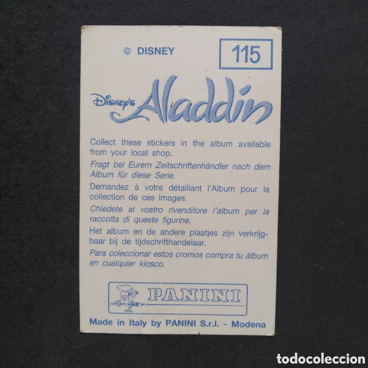 Coleccionismo cromos antiguos: CROMO - N&ordm; 115 - ALAD&Iacute;N - PANINI - Foto 2