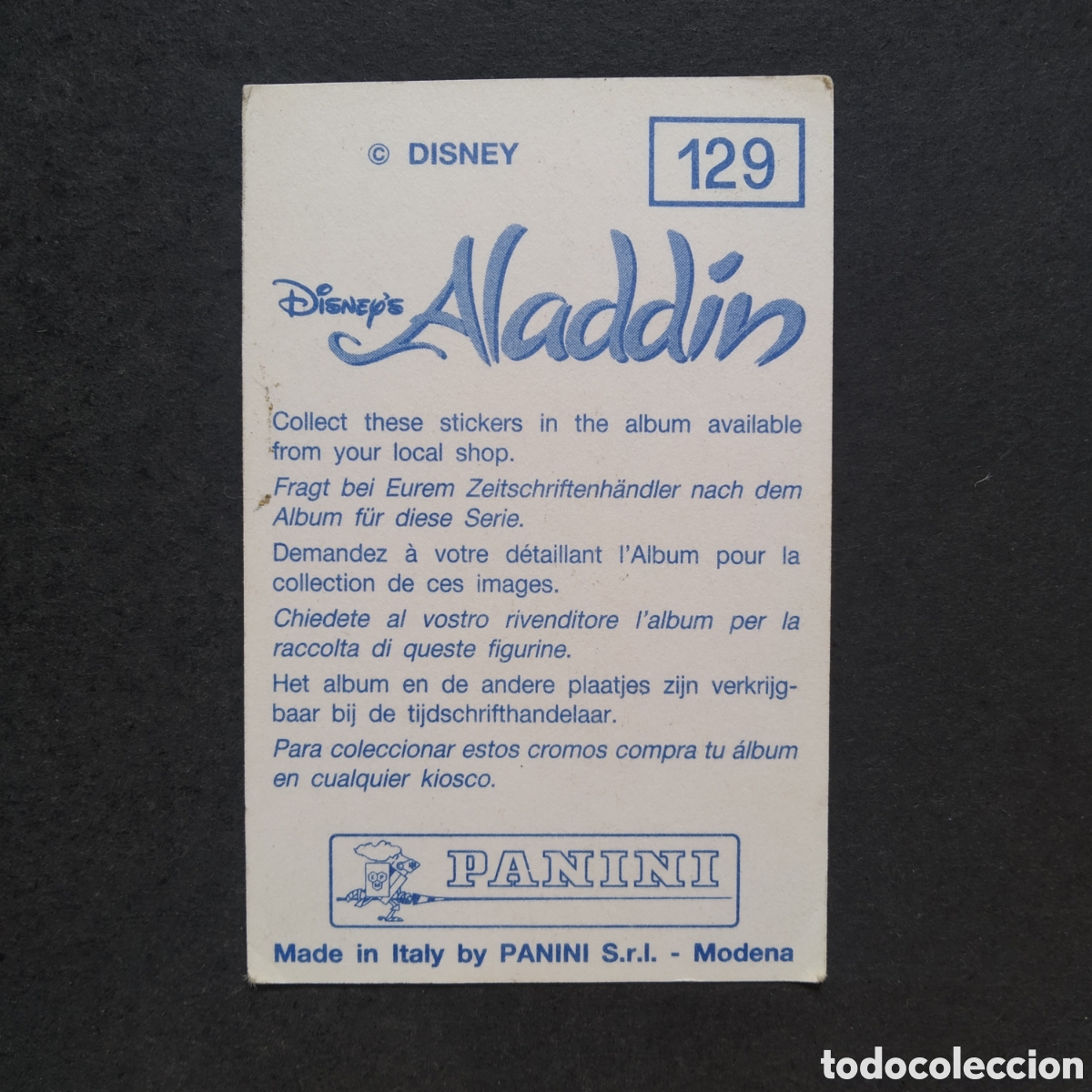 Coleccionismo cromos antiguos: CROMO - N&ordm; 129 - ALAD&Iacute;N - PANINI - Foto 2