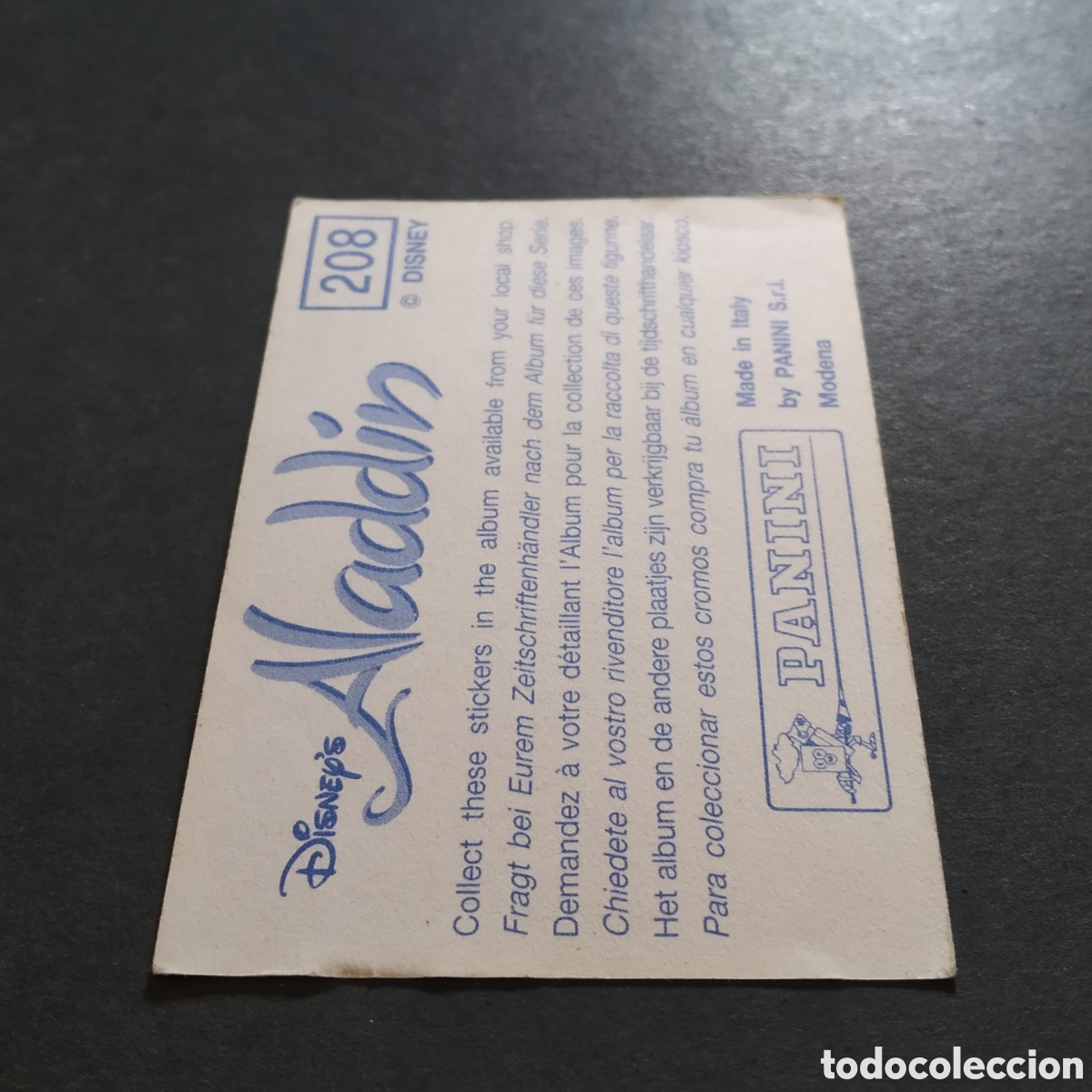 Coleccionismo cromos antiguos: CROMO - N&ordm; 208 - ALAD&Iacute;N - PANINI - Foto 6