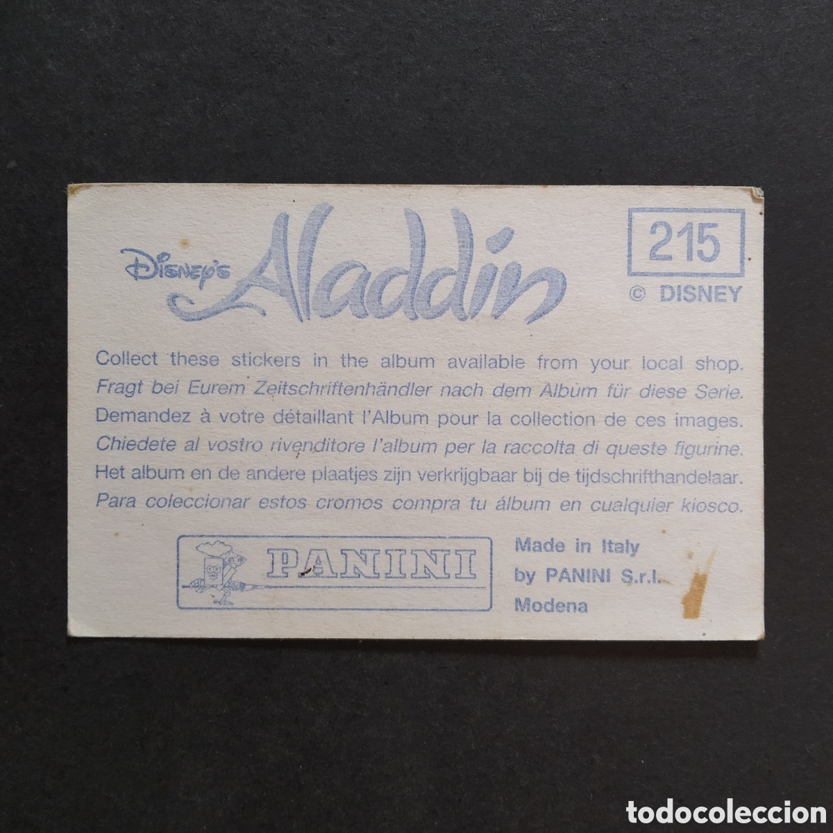 Coleccionismo cromos antiguos: CROMO - N&ordm; 215 - ALAD&Iacute;N - PANINI - Foto 2