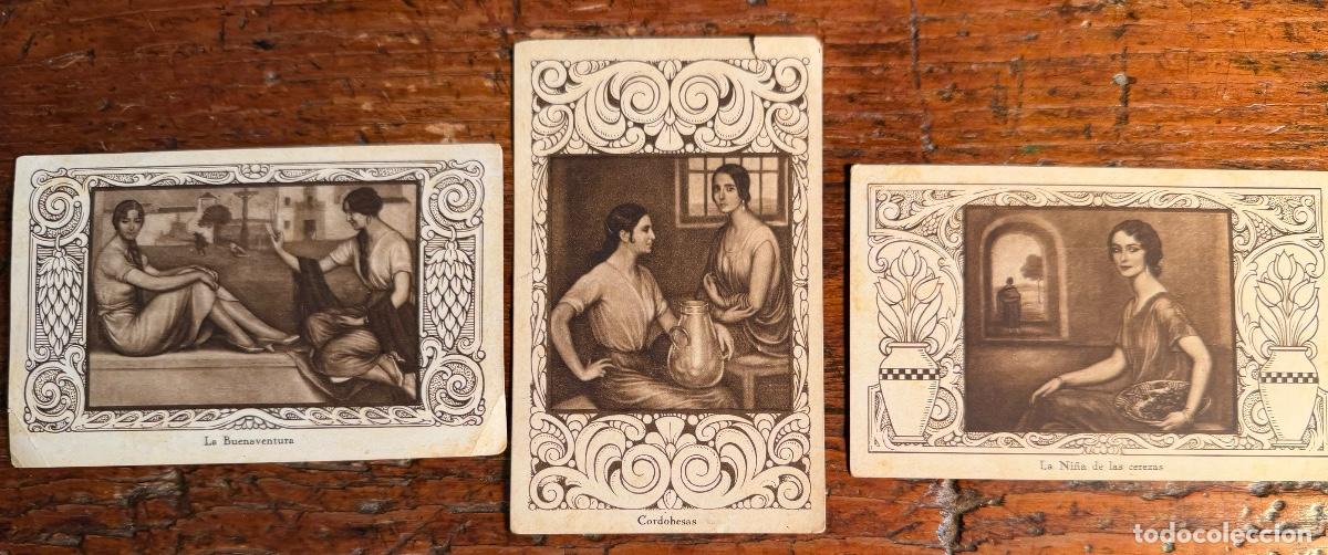 Coleccionismo cromos antiguos: 3 CROMOS CUADROS JULIO ROMERO DE TORRES. CHOCOLATES JUNCOSA