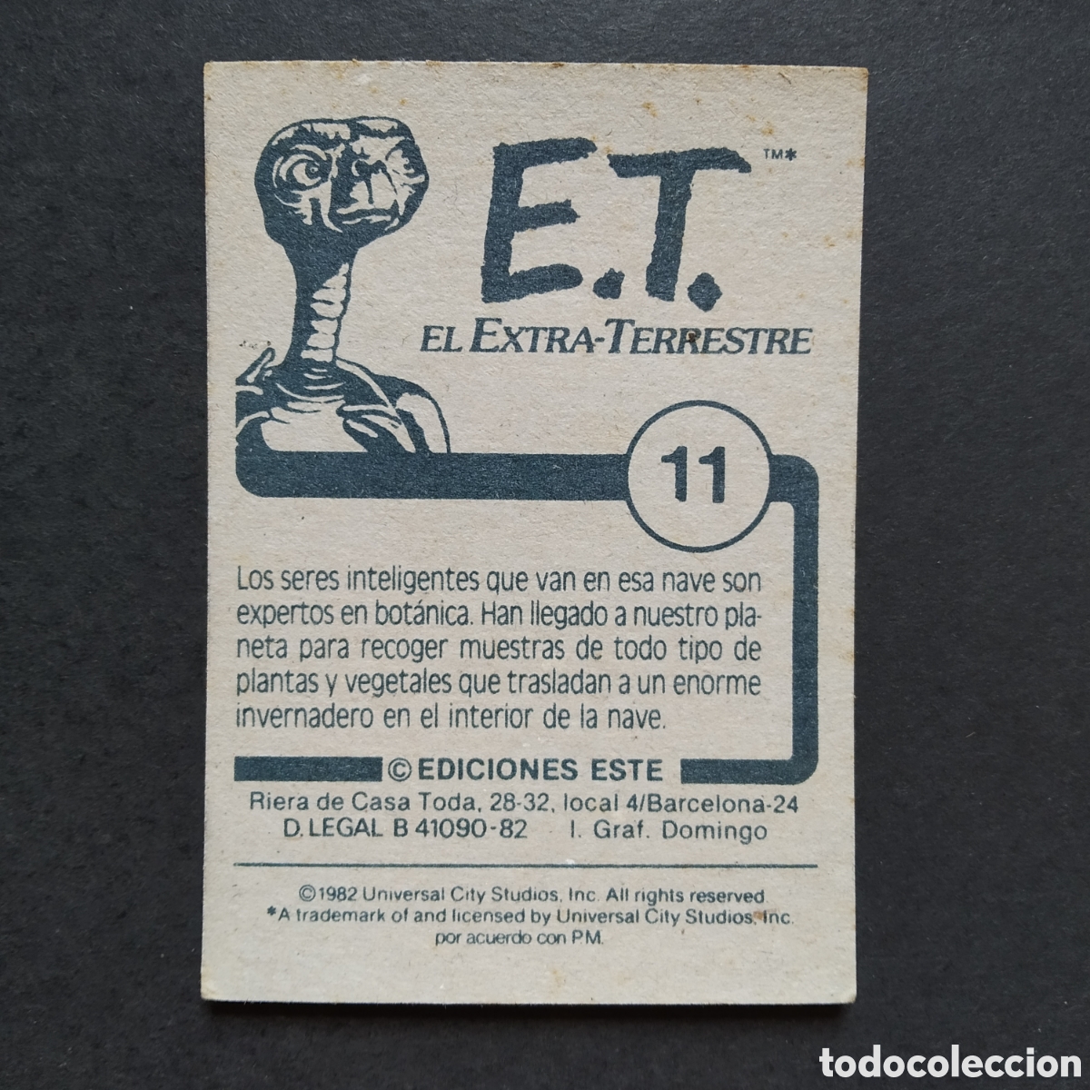 Coleccionismo cromos antiguos: CROMO - N&ordm; 011 - E.T. EL EXTRATERRESTRE - EDICIONES ESTE - A&Ntilde;O 1982 - Foto 2