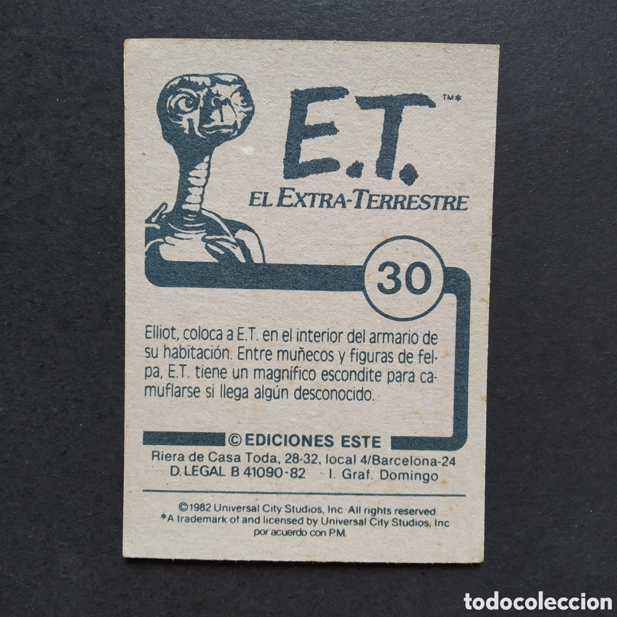 Coleccionismo cromos antiguos: CROMO - N&ordm; 030 - E.T. EL EXTRATERRESTRE - EDICIONES ESTE - A&Ntilde;O 1982 - Foto 2