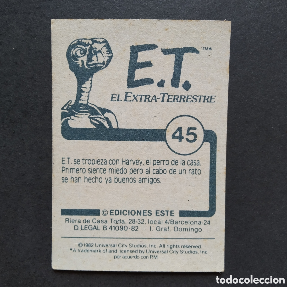 Coleccionismo cromos antiguos: CROMO - N&ordm; 045 - E.T. EL EXTRATERRESTRE - EDICIONES ESTE - A&Ntilde;O 1982 - Foto 2