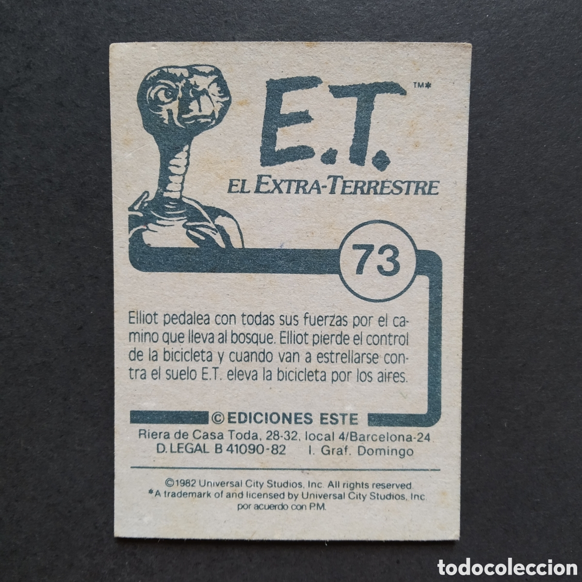Coleccionismo cromos antiguos: CROMO - N&ordm; 073 - E.T. EL EXTRATERRESTRE - EDICIONES ESTE - A&Ntilde;O 1982 - Foto 2