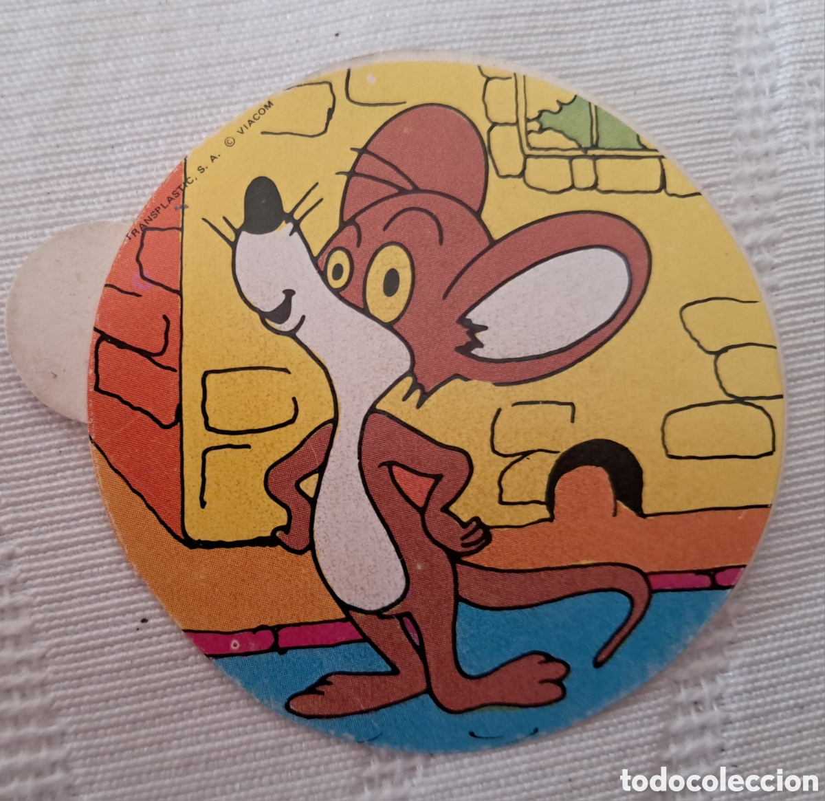Coleccionismo cromos antiguos: Terrytoons. El Rat&oacute;n Roquefort. Cromo adhesivo circular de Danone, a&ntilde;os 80