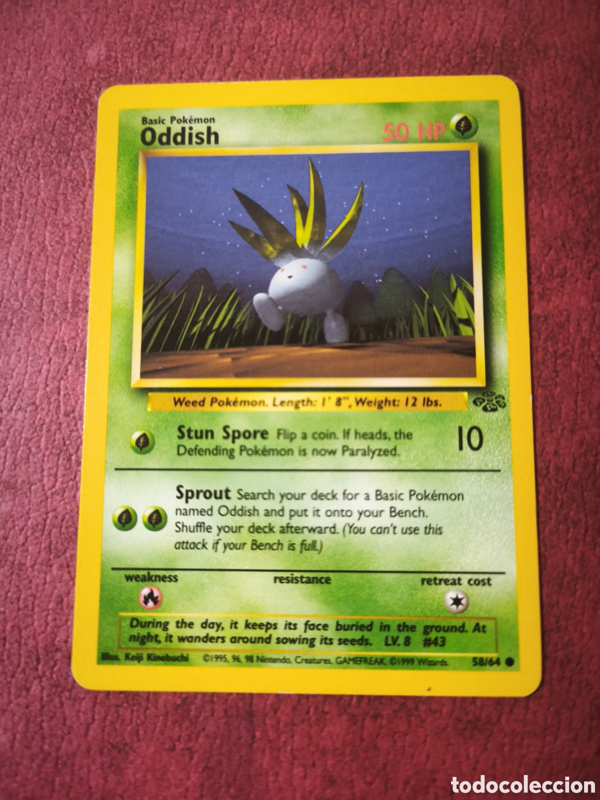 Coleccionismo cromos antiguos: Pokemon. 1999. Oddish #58/64. Ingl&eacute;s - Foto 1