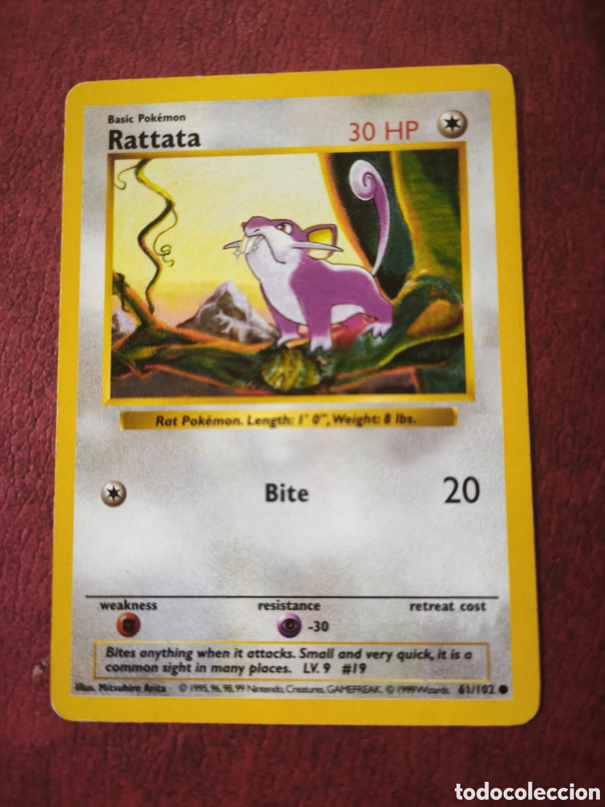 Coleccionismo cromos antiguos: Pokemon. 1999. Rattata #61/102. Ingl&eacute;s