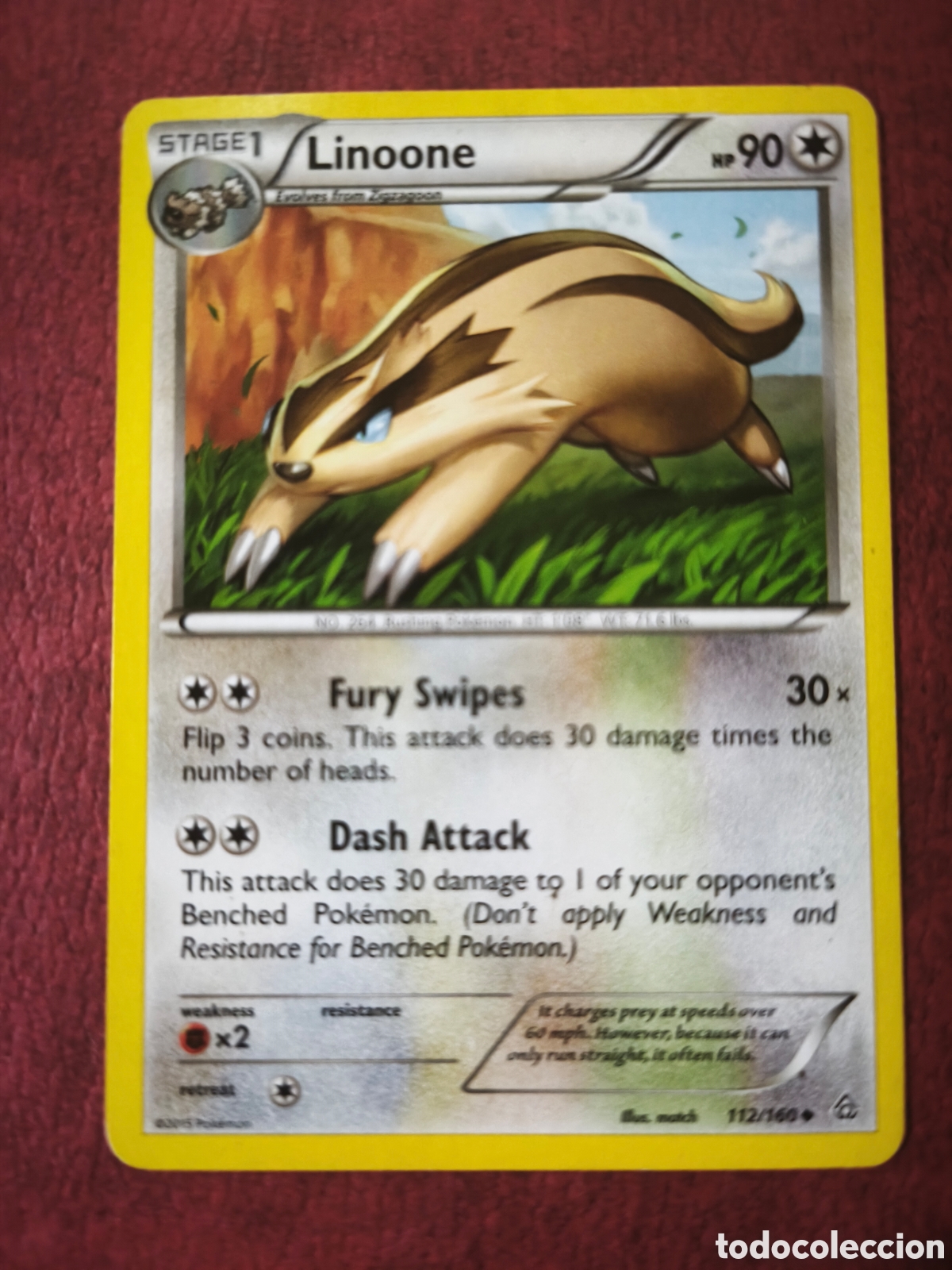 Coleccionismo cromos antiguos: Pokemon. 2015. Linoone #112/160. Ingl&eacute;s