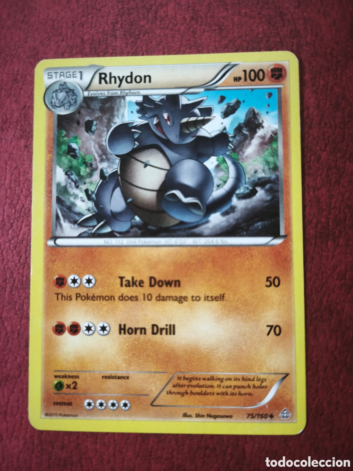 Coleccionismo cromos antiguos: Pokemon. 2015. Rhydo #75/160. Ingl&eacute;s