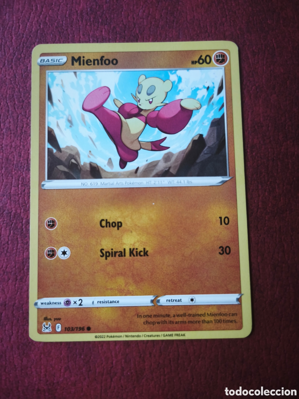 Coleccionismo cromos antiguos: Pokemon. 2022. Mienfoo #103/196. Ingl&eacute;s