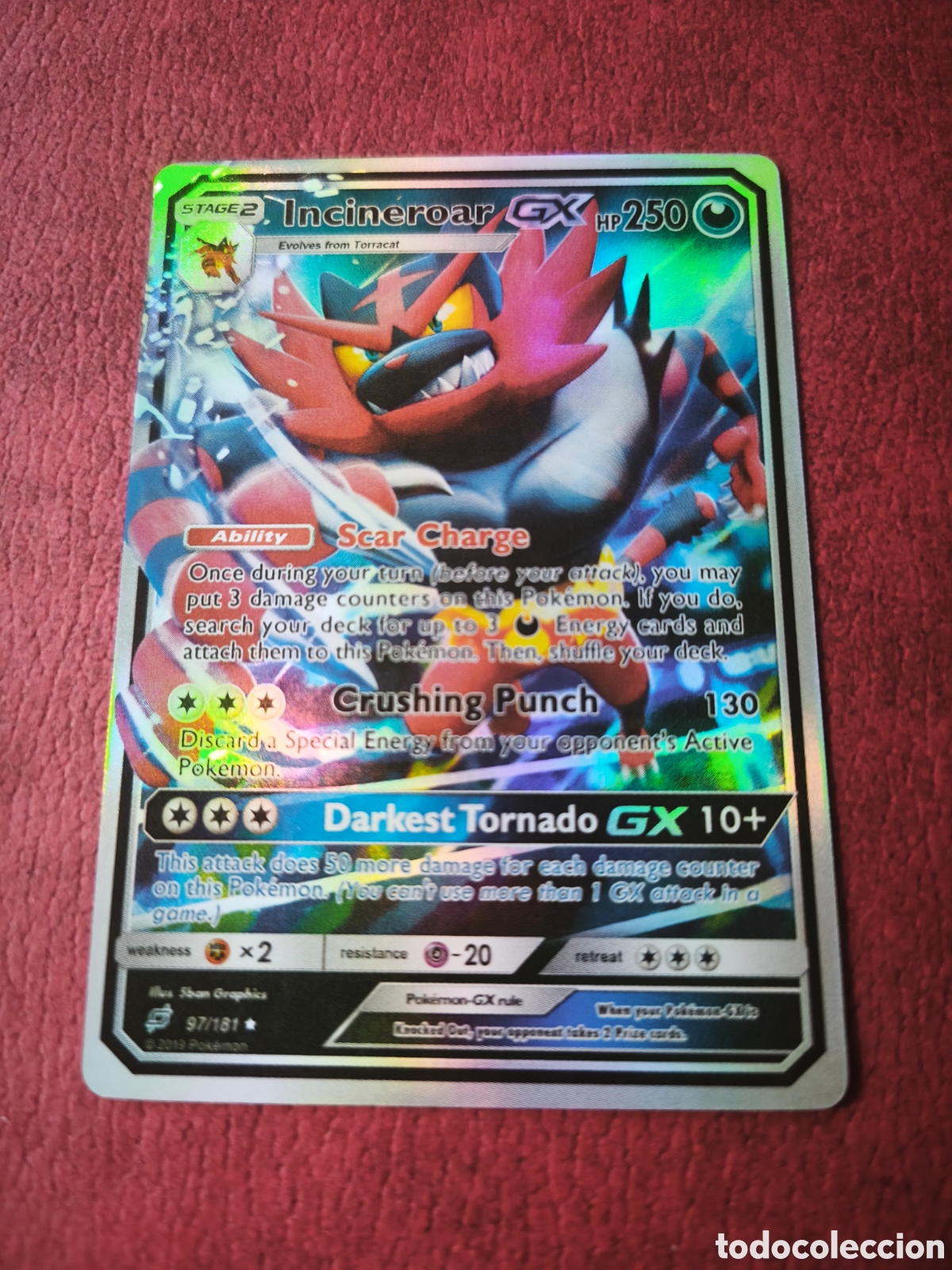 Coleccionismo cromos antiguos: Pokemon. 2019. Incineroar #97/181. Holo. Ingl&eacute;s