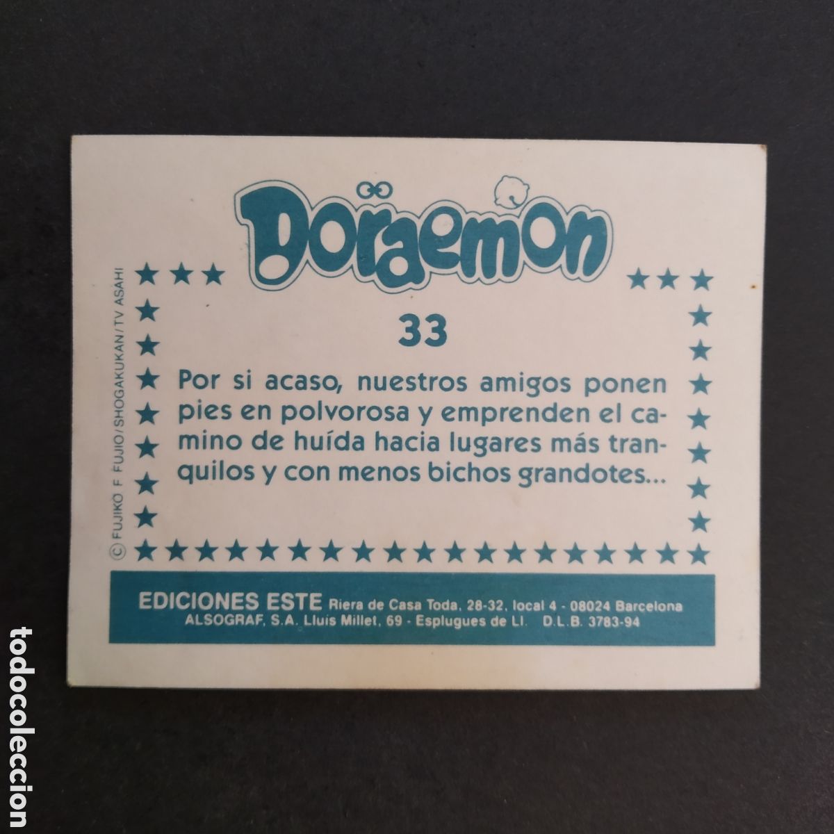 Coleccionismo cromos antiguos: CROMO - N&ordm; 033 - DORAEMON - EDICIONES ESTE - A&Ntilde;O 1994 - Foto 2