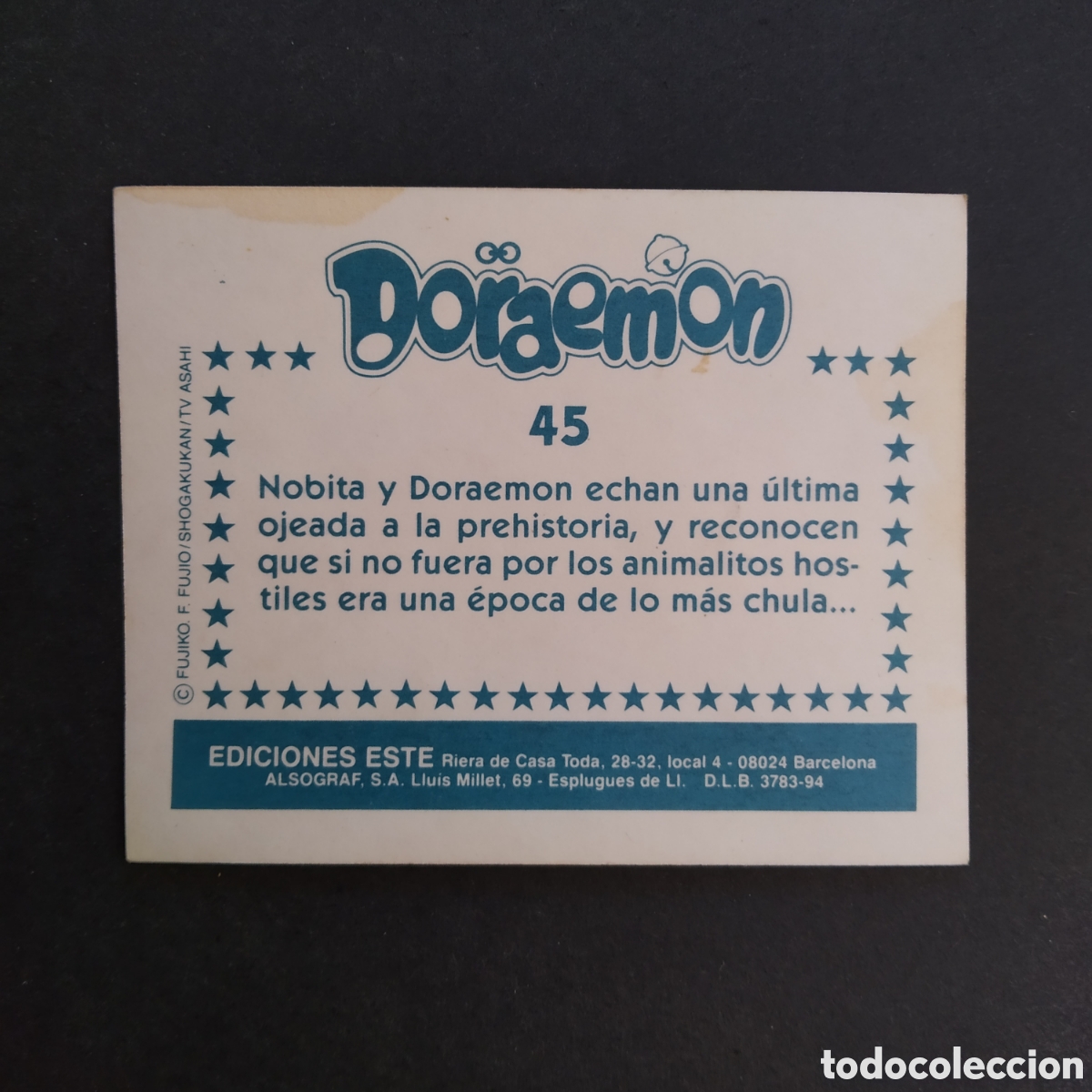Coleccionismo cromos antiguos: CROMO - N&ordm; 045 - DORAEMON - EDICIONES ESTE - A&Ntilde;O 1994 - Foto 2