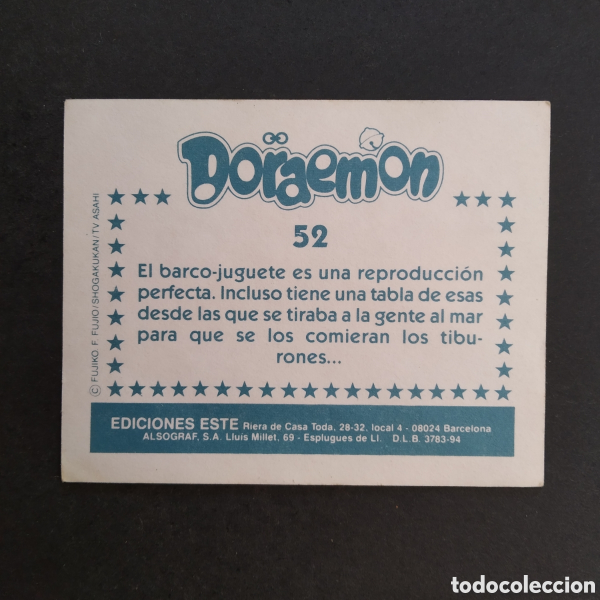 Coleccionismo cromos antiguos: CROMO - N&ordm; 052 - DORAEMON - EDICIONES ESTE - A&Ntilde;O 1994 - Foto 2