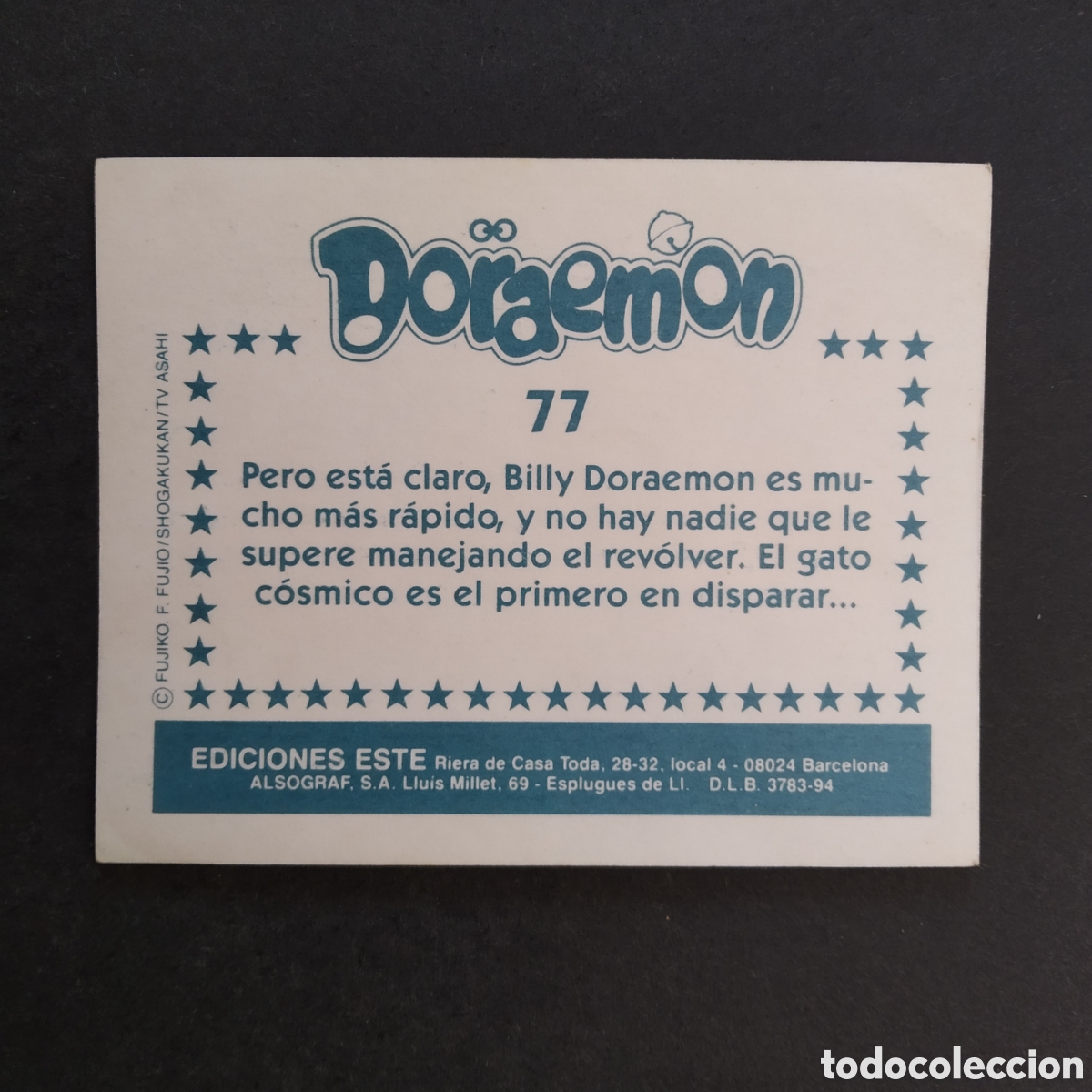 Coleccionismo cromos antiguos: CROMO - N&ordm; 077 - DORAEMON - EDICIONES ESTE - A&Ntilde;O 1994 - Foto 2