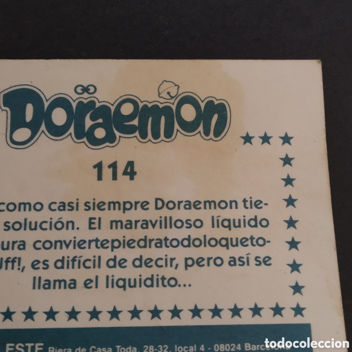 Coleccionismo cromos antiguos: CROMO - N&ordm; 114 - DORAEMON - EDICIONES ESTE - A&Ntilde;O 1994 - Foto 3