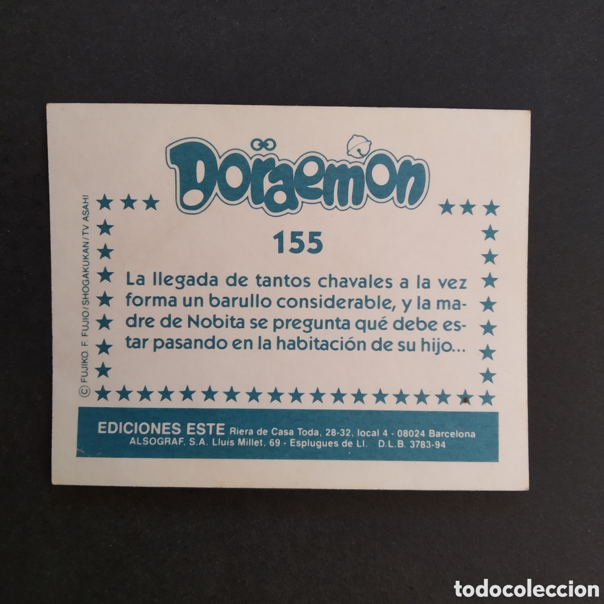 Coleccionismo cromos antiguos: CROMO - N&ordm; 155 - DORAEMON - EDICIONES ESTE - A&Ntilde;O 1994 - Foto 2