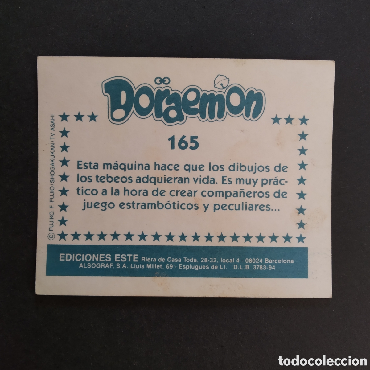 Coleccionismo cromos antiguos: CROMO - N&ordm; 165 - DORAEMON - EDICIONES ESTE - A&Ntilde;O 1994 - Foto 2