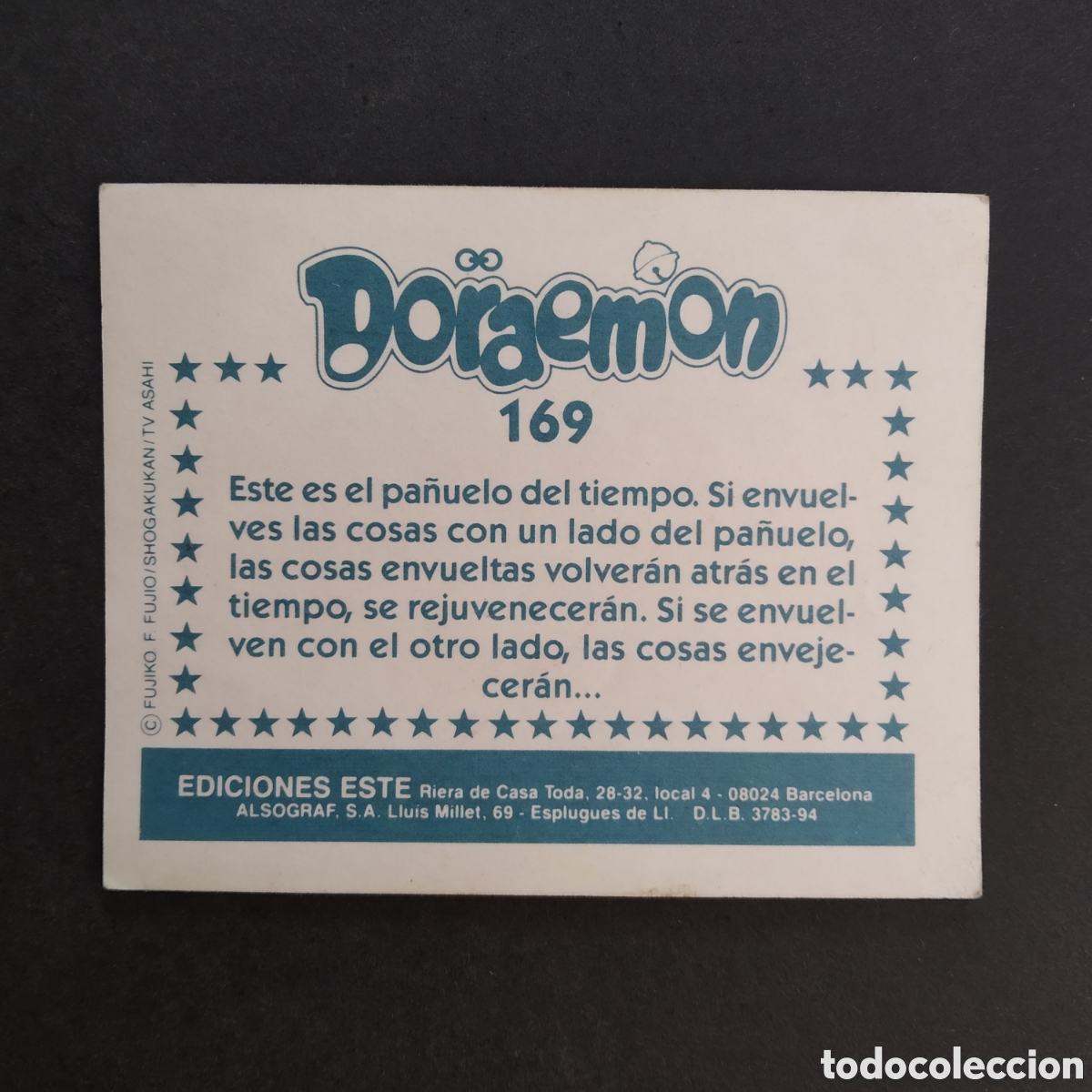 Coleccionismo cromos antiguos: CROMO - N&ordm; 169 - DORAEMON - EDICIONES ESTE - A&Ntilde;O 1994 - Foto 2